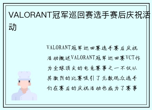 VALORANT冠军巡回赛选手赛后庆祝活动